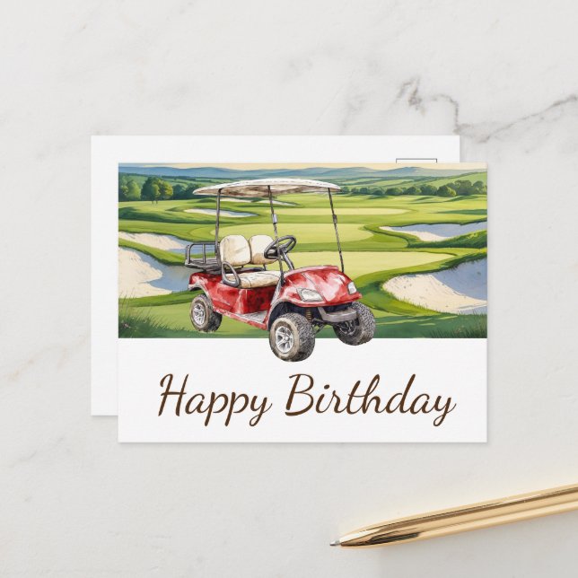 Golf Happy Birthday Golfer Golfing Postcard (Front/Back In Situ)