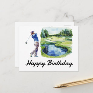 Golf Happy Birthday Golfer Golfing Postcard