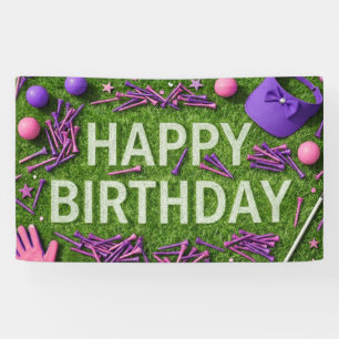 Golf Happy Birthday on Green Banner