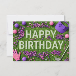 Golf Happy Birthday on Green Card