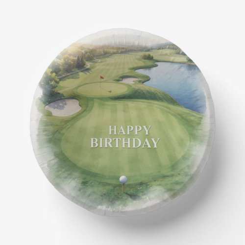 Golf Happy Birthday on Putting Green Paper Bowls