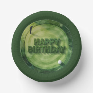 Golf Happy Birthday on Putting Green Paper Bowls