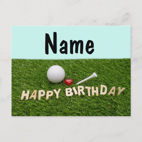 Golf happy birthday to golfer with golf ball postcard