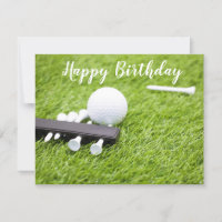Golf happy birthday with golf ball and tee