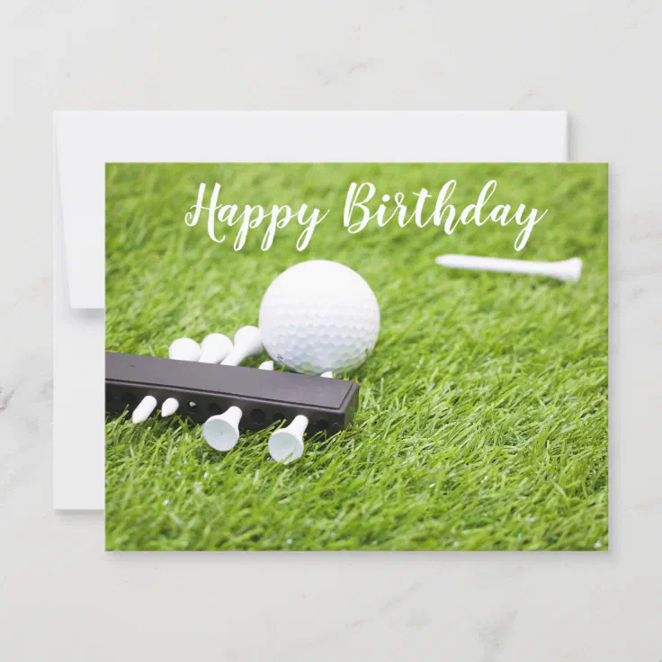 Golf happy birthday with golf ball and tee | Zazzle