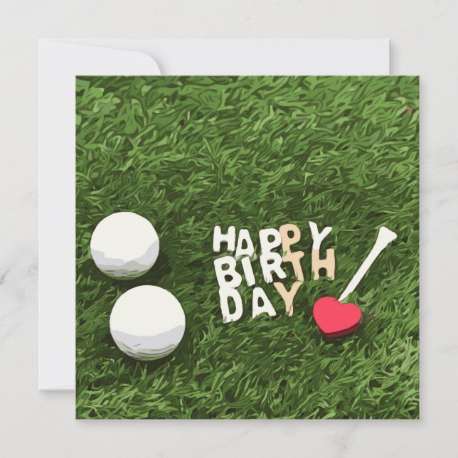 Golf happy birthday with golf ball and tee love card (Front)