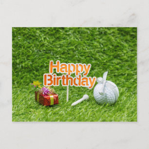 Golf Happy Birthday with golf ball tee and gifts Postcard