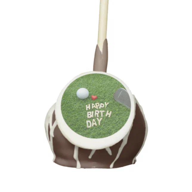 Golf Happy Birthday with love and golf ball Cake Pops | Zazzle