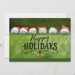 Golf Happy Christmas Holiday with Santa hat Card
