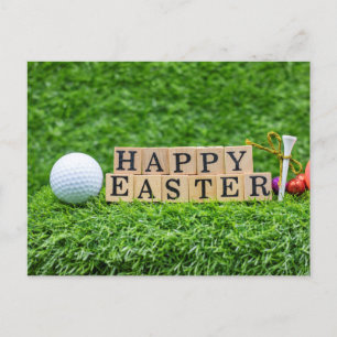 Golf Happy Easter to Golfer with ball on green Postcard