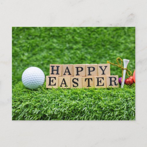 Golf Happy Easter to Golfer with ball on green Postcard