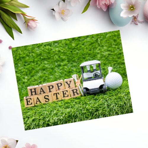 Golf Happy Easter to golfer with golf ball  cart  Postcard