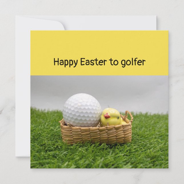 Golf Happy Easter to golfer with golf ball & egg (Front)