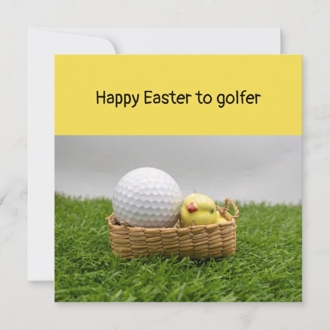 Golf Happy Easter to golfer with golf ball  & egg Holiday Card (Front)