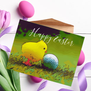 Golf Happy Easter to golfer with golf ball & egg Postcard