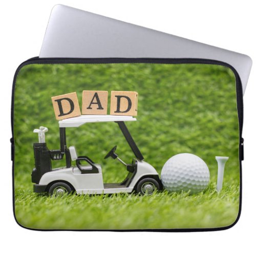 Golf Happy Fathers Day with ball and cart  Laptop Sleeve