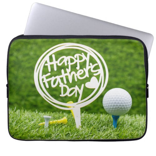 Golf Happy Fathers Day with ball on green Laptop Sleeve