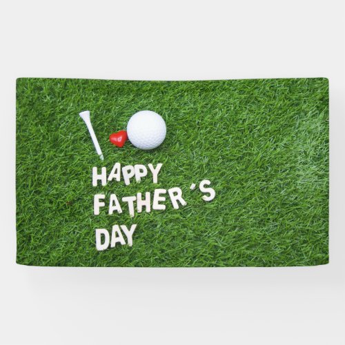 Golf Happy Fathers Day  with golf ball and tee Banner