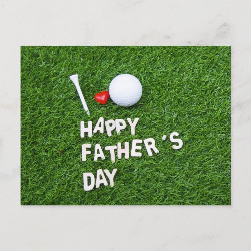 Golf Happy Fathers Day  with golf ball and tee Postcard