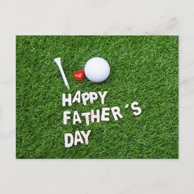 Golf Happy Father's Day  with golf ball and tee Postcard (Front)