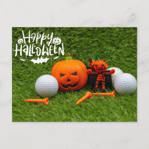 Golf Happy Halloween with Pumpkin and Golf Ball    Postcard