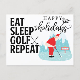 Golf Happy Holiday  Eat Sleep Golf Repeat Santa  Postcard