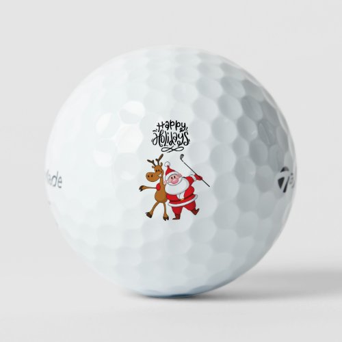 Golf Happy Holiday with Santa Claus Christmas  Golf Balls