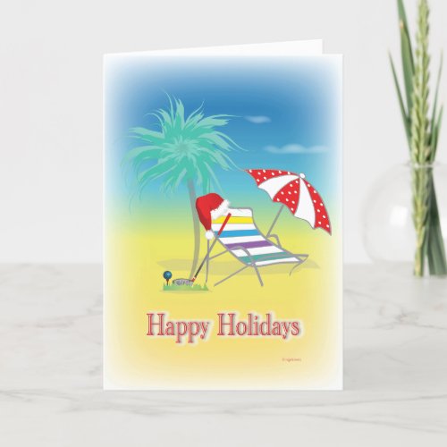 GOLF Happy Holidays Santa Hat Funny Card