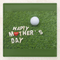 Golf Happy Mother's Day with love on green Glass Coaster