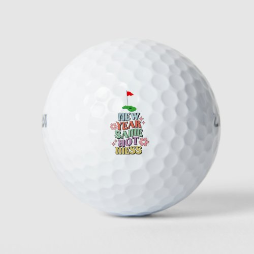 Golf Happy New Year with golf flag to golfer  Golf Balls
