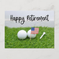 Golf Happy Retirement ball and flag of America