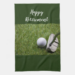 Golf Happy Retirement golf ball and Putter Golf Kitchen Towel