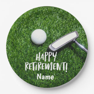 Golf Happy Retirement Hello Pension for golfer Paper Plates