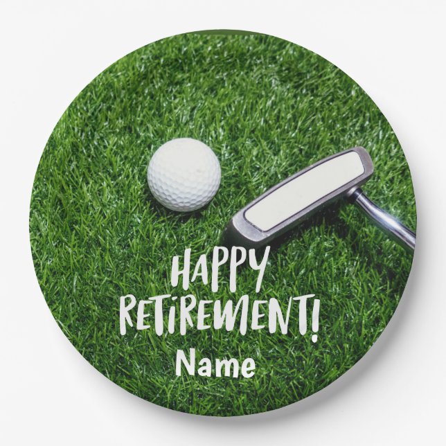 Golf Happy Retirement Hello Pension for golfer Paper Plates (Front)