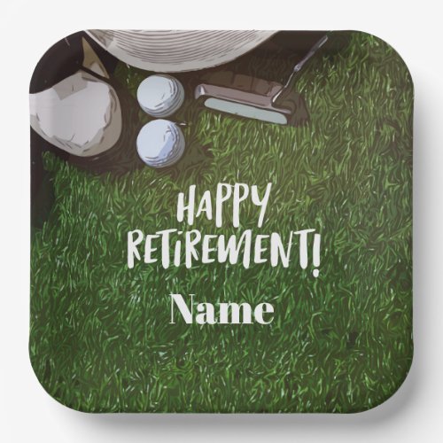 Golf Happy Retirement Hello Pension for golfer Paper Plates