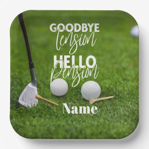 Golf Happy Retirement Hello Pension for golfer Paper Plates