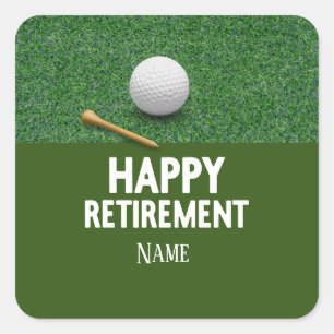 Golf Happy Retirement on green background Classic Square Sticker