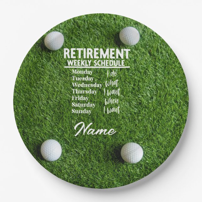 Golf Happy Retirement Queen has retired Paper Plat Paper Plates (Front)