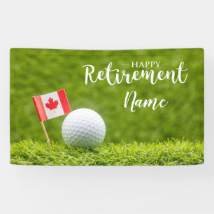 Golf happy retirement with flag of Canada Banner