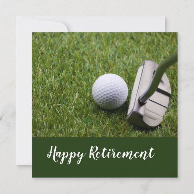 Golf happy retirement with golf ball and putter card (Front)