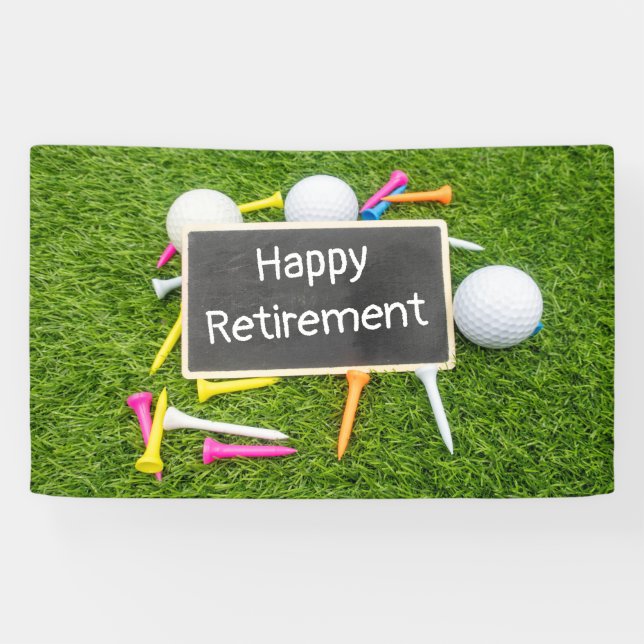 Golf happy retirement with golf ball and tee banner (Horizontal)