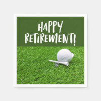 Golf Happy retirement with golf ball and tee Napki Napkins