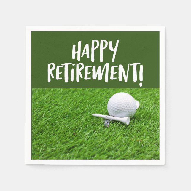 Golf Happy retirement with golf ball and tee Napki Napkins (Front)