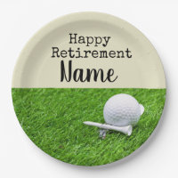 Golf Happy retirement with golf ball and tee Napki Paper Plate
