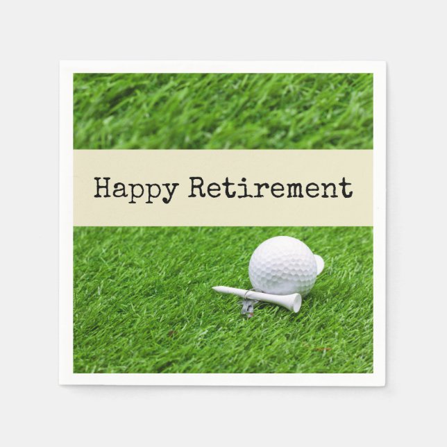 Golf Happy retirement with golf ball and tee Napkins (Front)