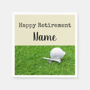 Golf Happy retirement with golf ball and tee Napkins