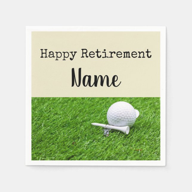 Golf Happy retirement with golf ball and tee Napkins (Front)