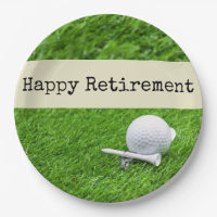Golf Happy retirement with golf ball and tee Paper Plate