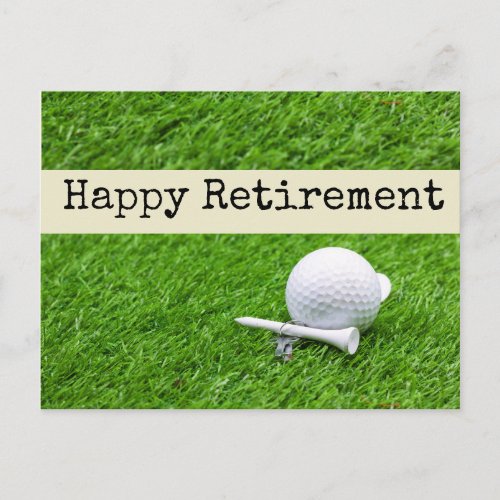 Golf Happy retirement with golf ball and tee Postcard