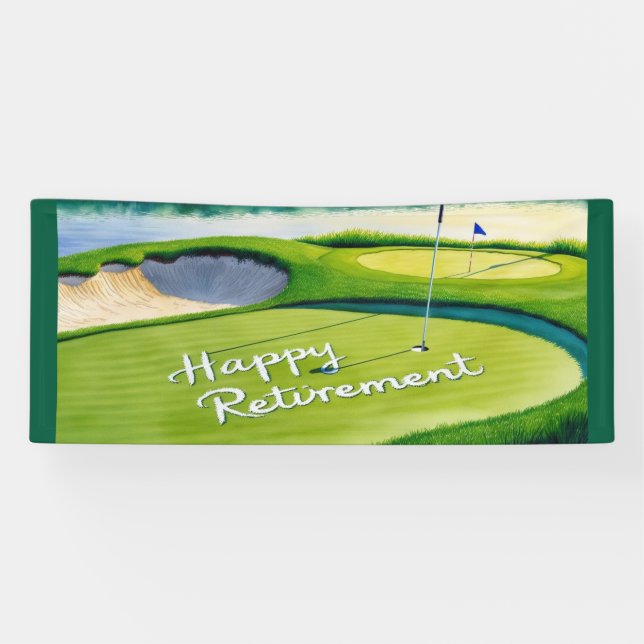 Golf Happy Retirement with golf ball on green  Banner (Horizontal)